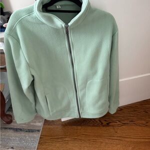 Mint Green Zip-Up Fleece Jacket